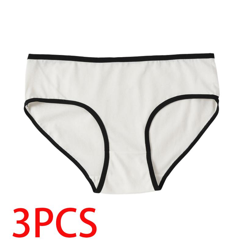 3PCS Cotton Underwear For Women Seamless Solid Color Mid-waist Panties Girls Students Large Size 3XL Briefs