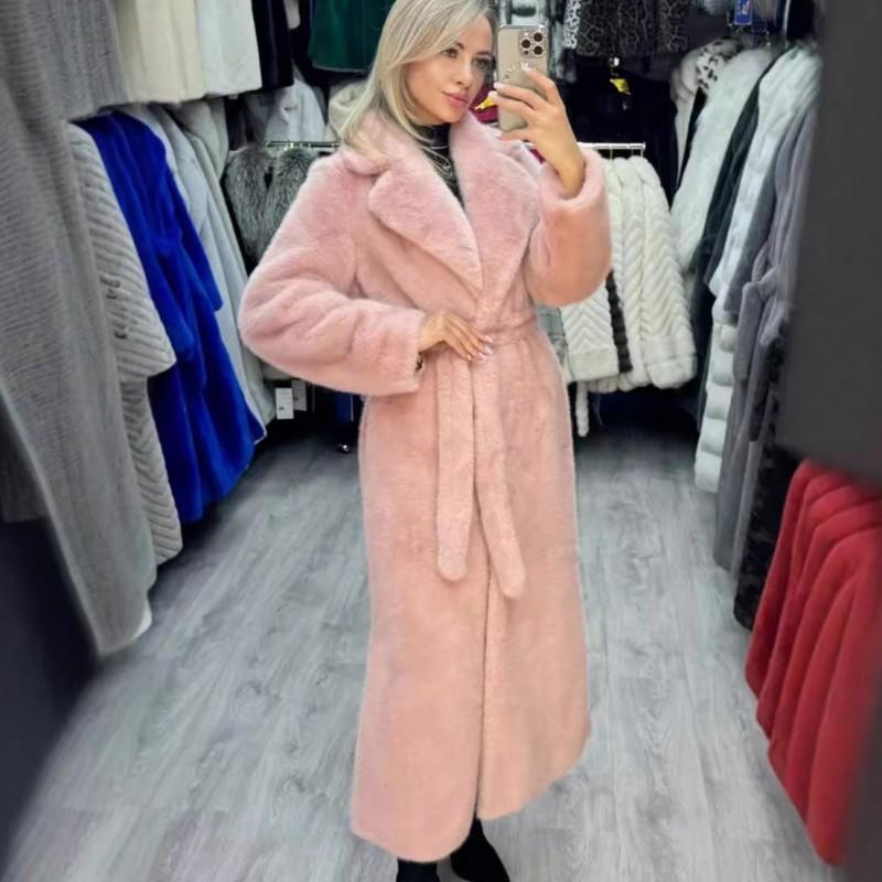 Womens Winter Faux Fur Coat Long Fluffy Warm Rabbit Jacket Daily Wear