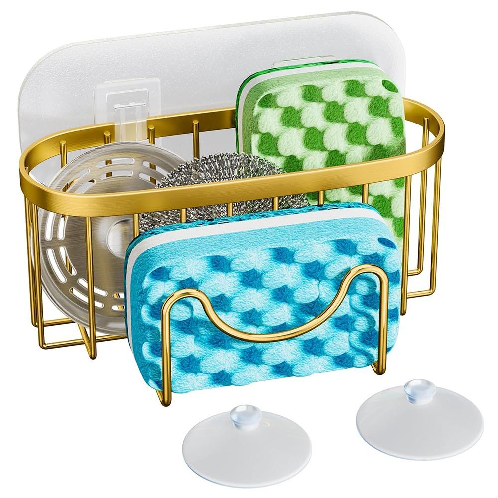 Rustproof Stainless Steel Sponge Holder Hollowed Sink Sponge Stand Countertop
