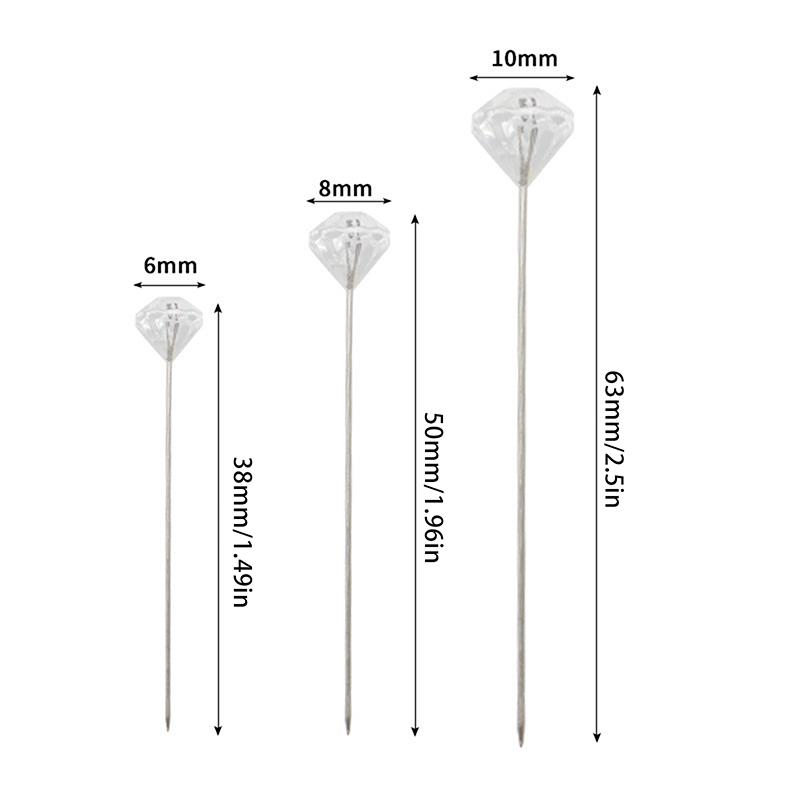 50/100Pcs Diamond Bouquet Corsages Pins Flower Crystal Rhinestones Floral Positioning Pins For Wedding Bridal Bouquets
