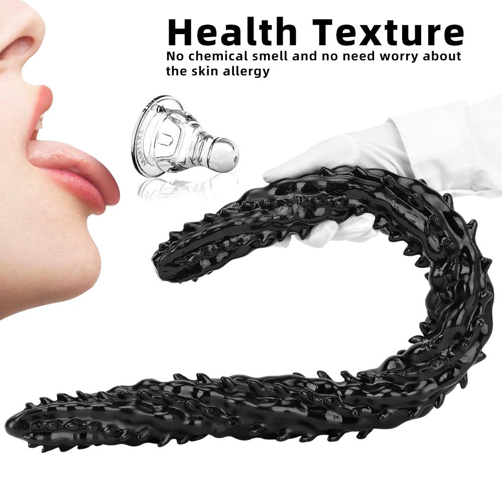 Weiblicher übergroßer doppelköpfiger Drache mit Widerhaken am Hinterhof, Analplug, weibliches Masturbationsgerät, weicher Penis