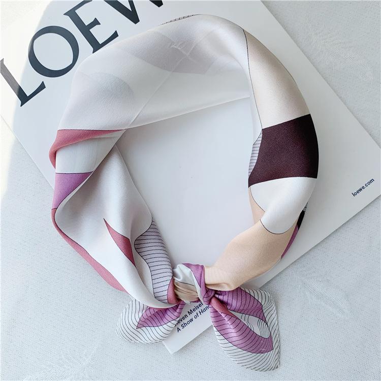 53*53 см квадратный шелковый шарф женский модный принт маленький шейный платок офисный — фото 19