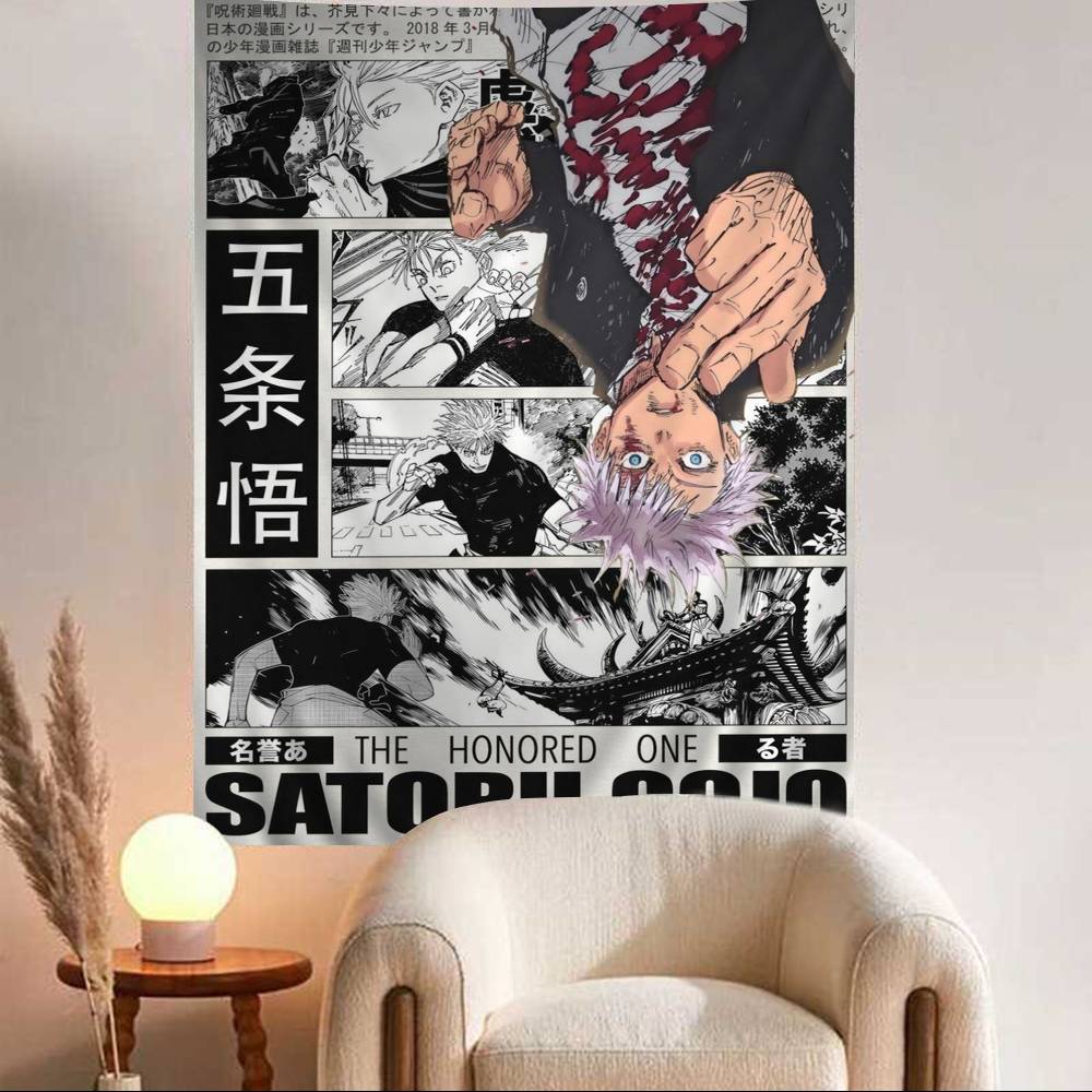Jujutsu Kaisen Gojo Satoru Chart Tapestry Art Science Fiction Room Home Decor Cheap Hippie Wall Hanging