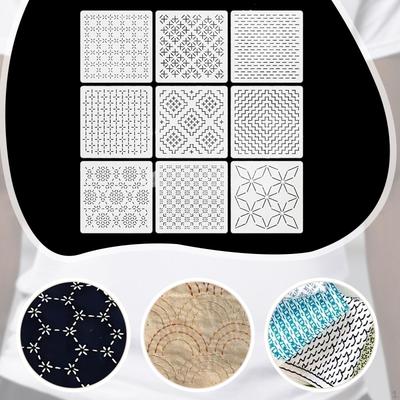 9 Τεμάχια Στένσιλ Sashiko DIY Έργα Ραφή Κέντημα Σταθεροποιητές Μοτίβου