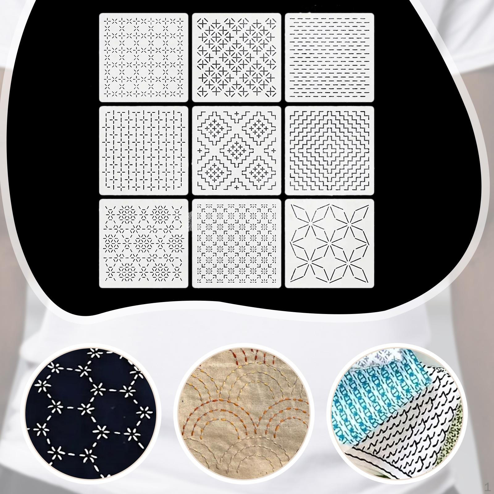

9 Pieces Sashiko Stencil DIY Projects Sewing Embroidery Pattern Stabilizers