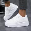 Women's Vulcanize Shoes Flat Classic Sports Lace Up Skateboard Board Shoe Walking White Running Sneakers