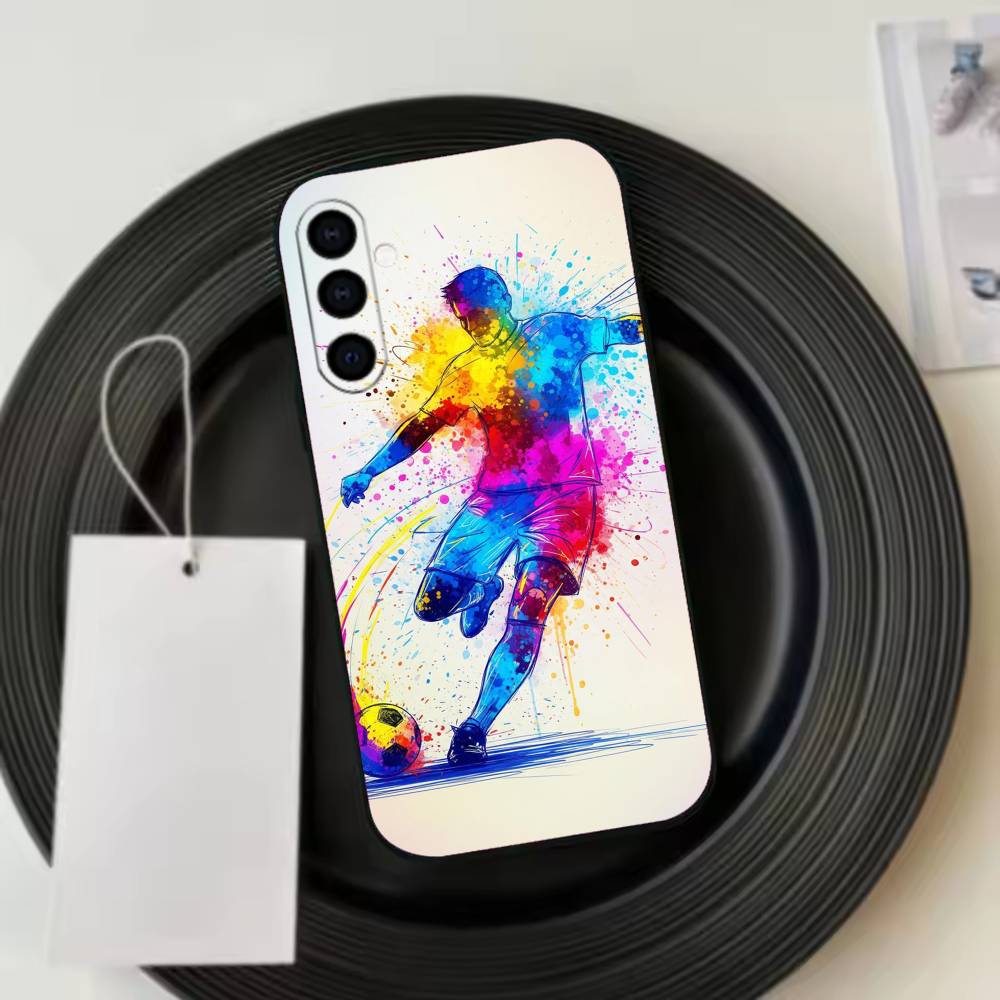 Football A-Art Phone Case Black Silicone Soft For Samsung Galaxy A73,A72,A71,A70,A53,A52,A51