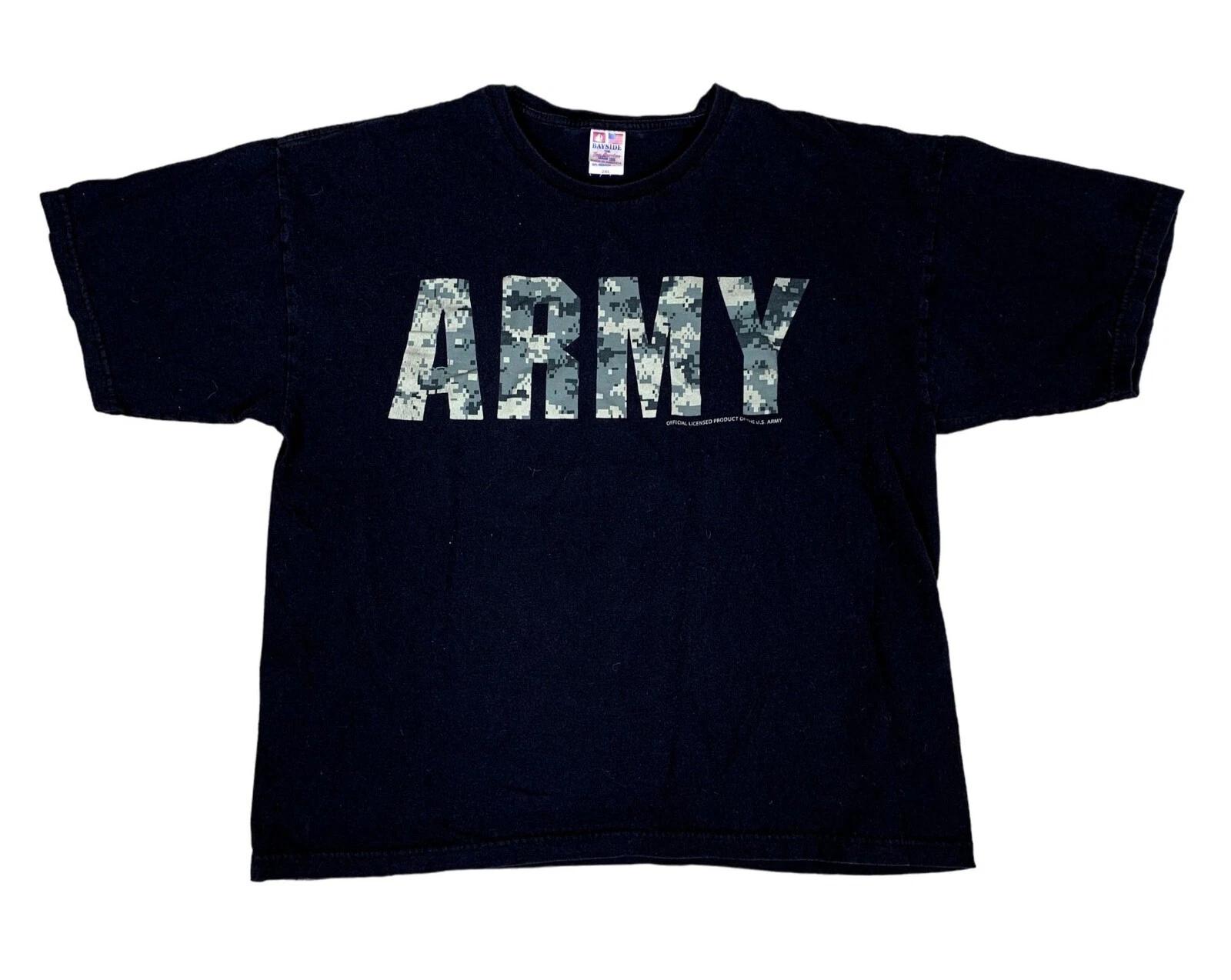 Vintage US Army Bayside 100% Cotton Black T-Shirt Size XXL 2XL