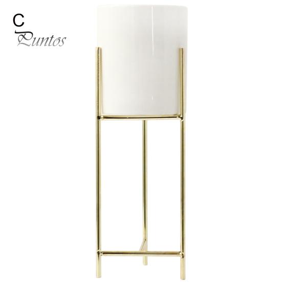 Elegant Ceramic Planter 1 Set Flower Pot Stylish Iron Frame Stand Plant For Office Flowerpot for Home Room Decoration