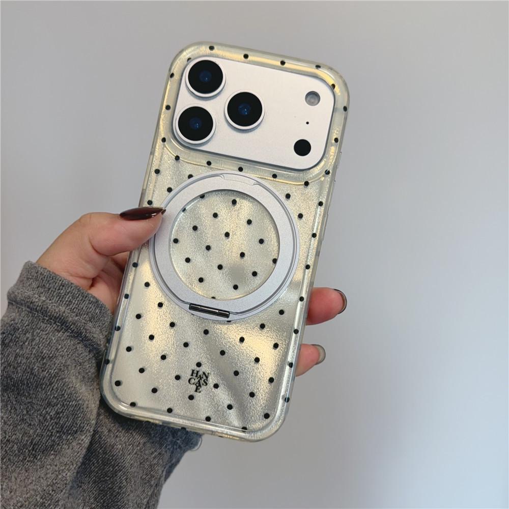 Polka Dot 360° Rotating Stand Case for iPhone 17 Pro - Premium Korean Apple Feel iPhone 17