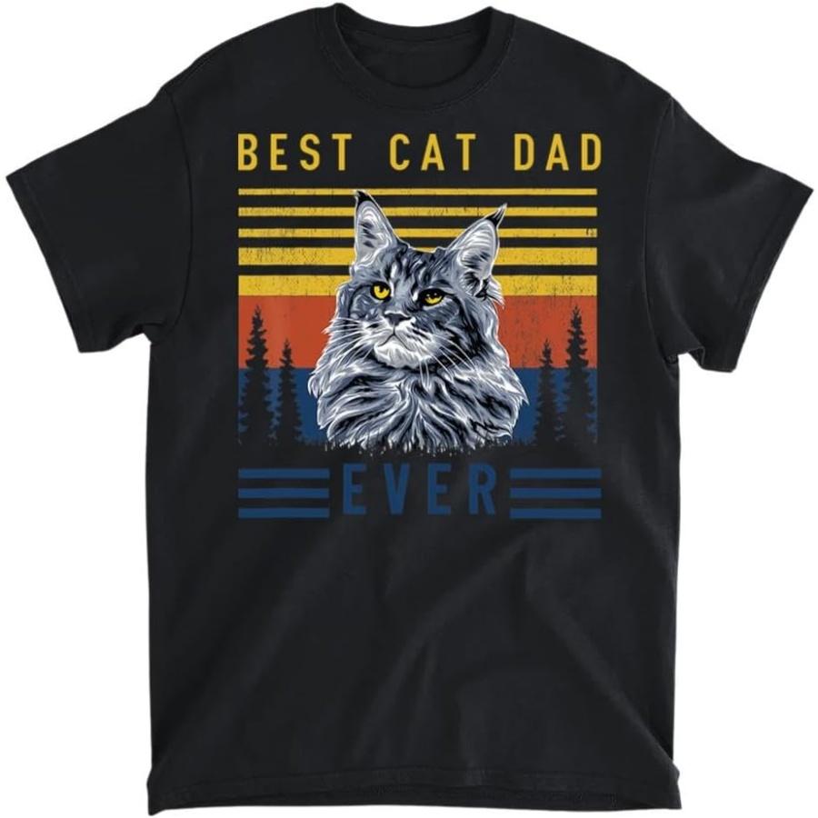 Retro Maine Coon Cat Best Cat Dad Ever Funny Cat Maine Coon T-Shirt, Long Sleeve Shirt, Sweatshirt, Hoodie Unisex Adult Size Made in Canada XXXXXL разноцветный