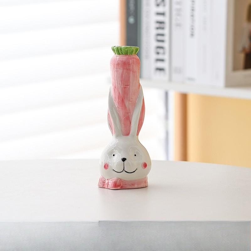 Art Cartoon Rabbit Vase Vase Ornament Living Room Flower Arrangement Desktop Decoration Housewarming Gift Japanese Creativity