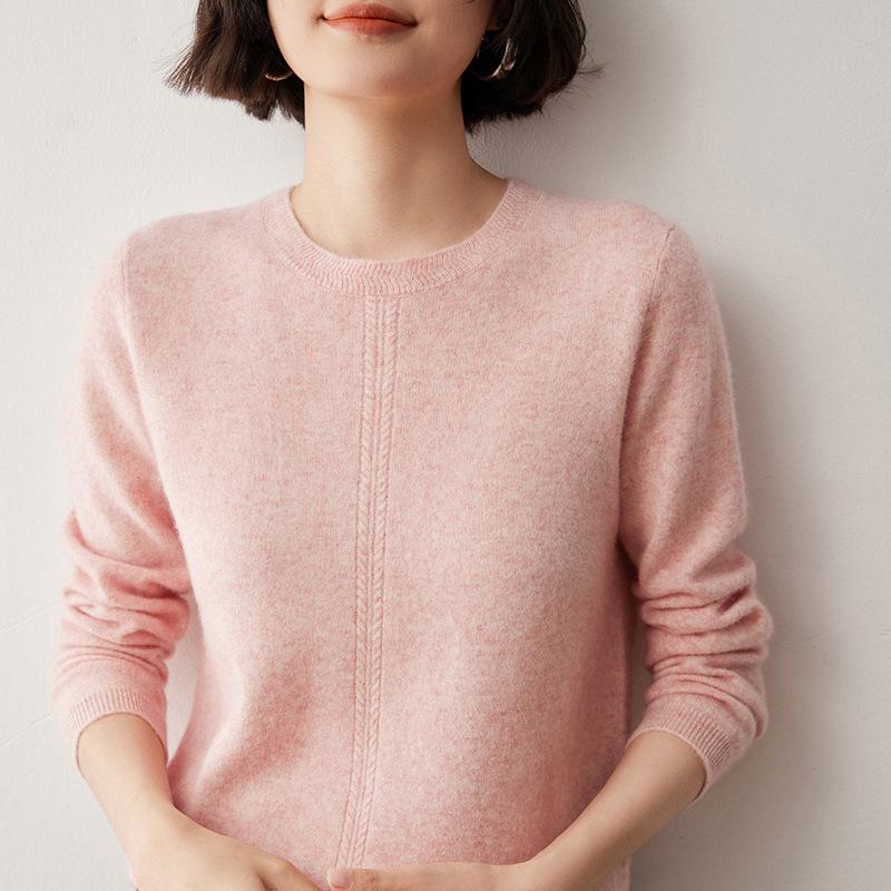 Women's Cashmere Sweater: 2024 Autumn/Winter Patterned Round Neck Knit Pullover
