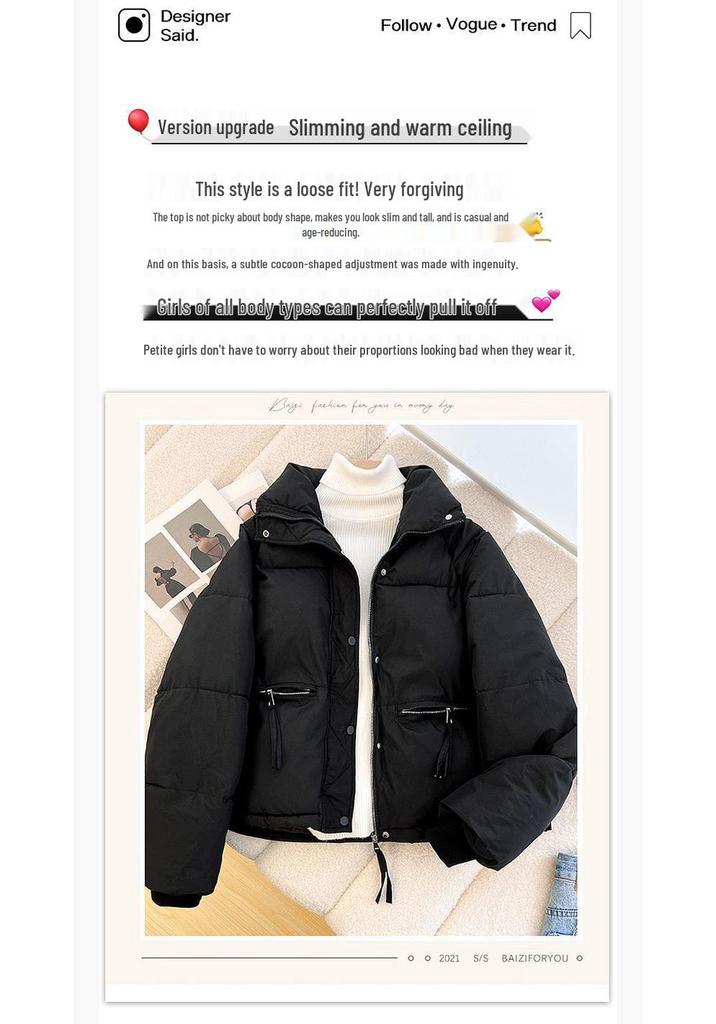Trendy Academic Style Women's Winter Stand Collar Short Cotton Jacket 2025
