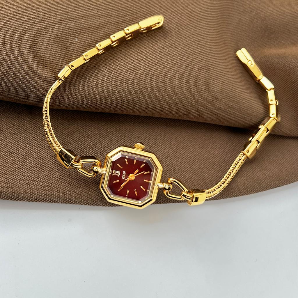 Fashion Trend Ankola Red Belt Watch Niche High-End Red Quartz Women'S Watch Retro Simple Watch