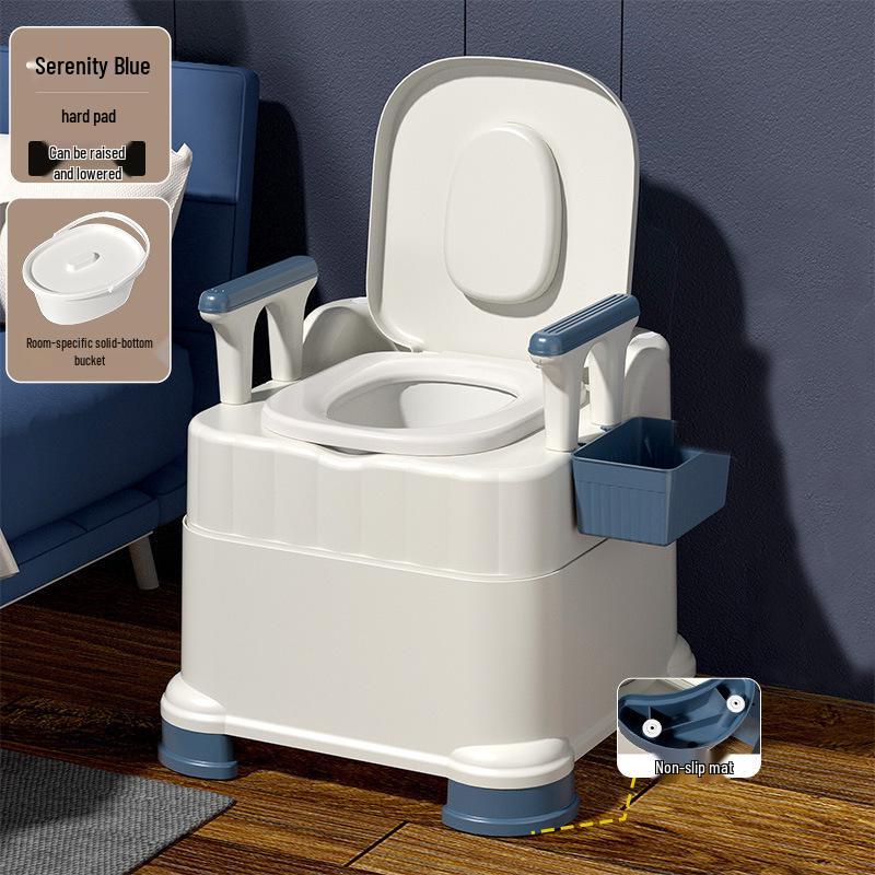 Portable Toilet Chair with Armrests for Elderly, Indoor Use, Bedside Commode for Pregnant Women.