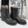 Design niche dark cool Sa Martin boots handmade bright line big head thick heel narrow mouth short boots