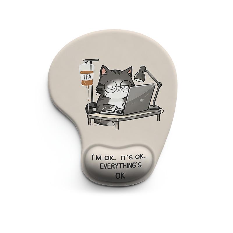 Cartoon Animal Silicone Mouse Pad with Wrist Support - Customizable and Dirt-Resistant.