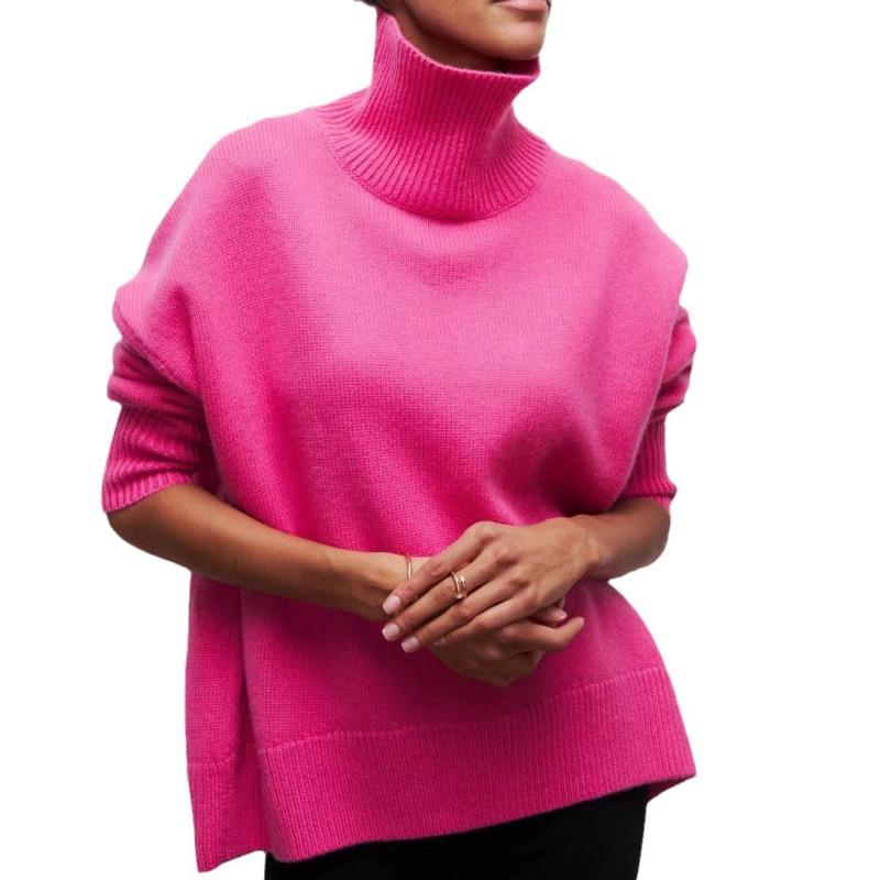 Damen Neuer Pullover Europäischer und Amerikanischer Lockerer Rollkragen Herbst- und Winterpullover