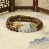 Natural Wood Double Strand Beaded Bracelet, Handmade Ethnic Jewelry for Men Women
