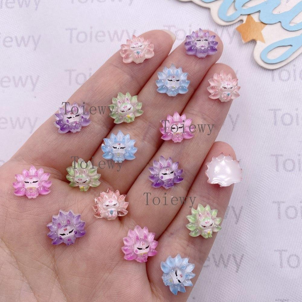 50pcs Mix Resin Colorful Mini Kawaii Cartoon Fox Art Nail Flatback Stone Applique DIY Wedding Scrapbook Decor Crafts Accessories