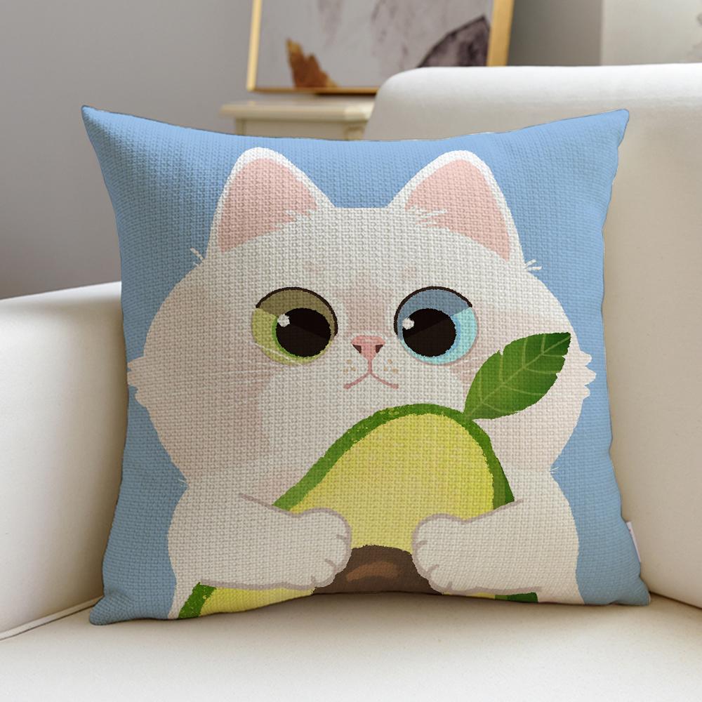 Lovely ccatS Cushion Cover Breathable and Skinfriendly Linen Pillowcase Square Removable and Washable Cushion