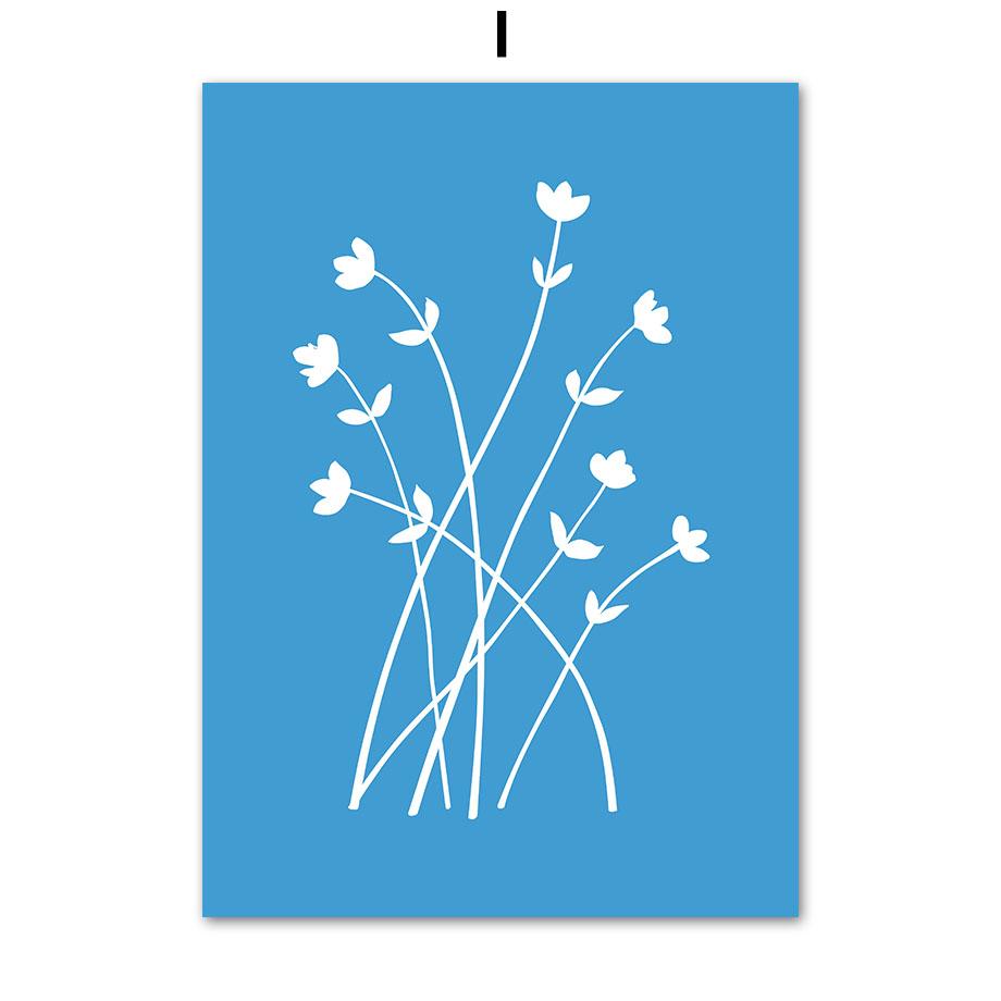 Toile d'art mural avec ligne Matisse Picasso bleue, feuilles de fleurs, peinture, affiches et imprimés nordiques, images murales pour décor de salon