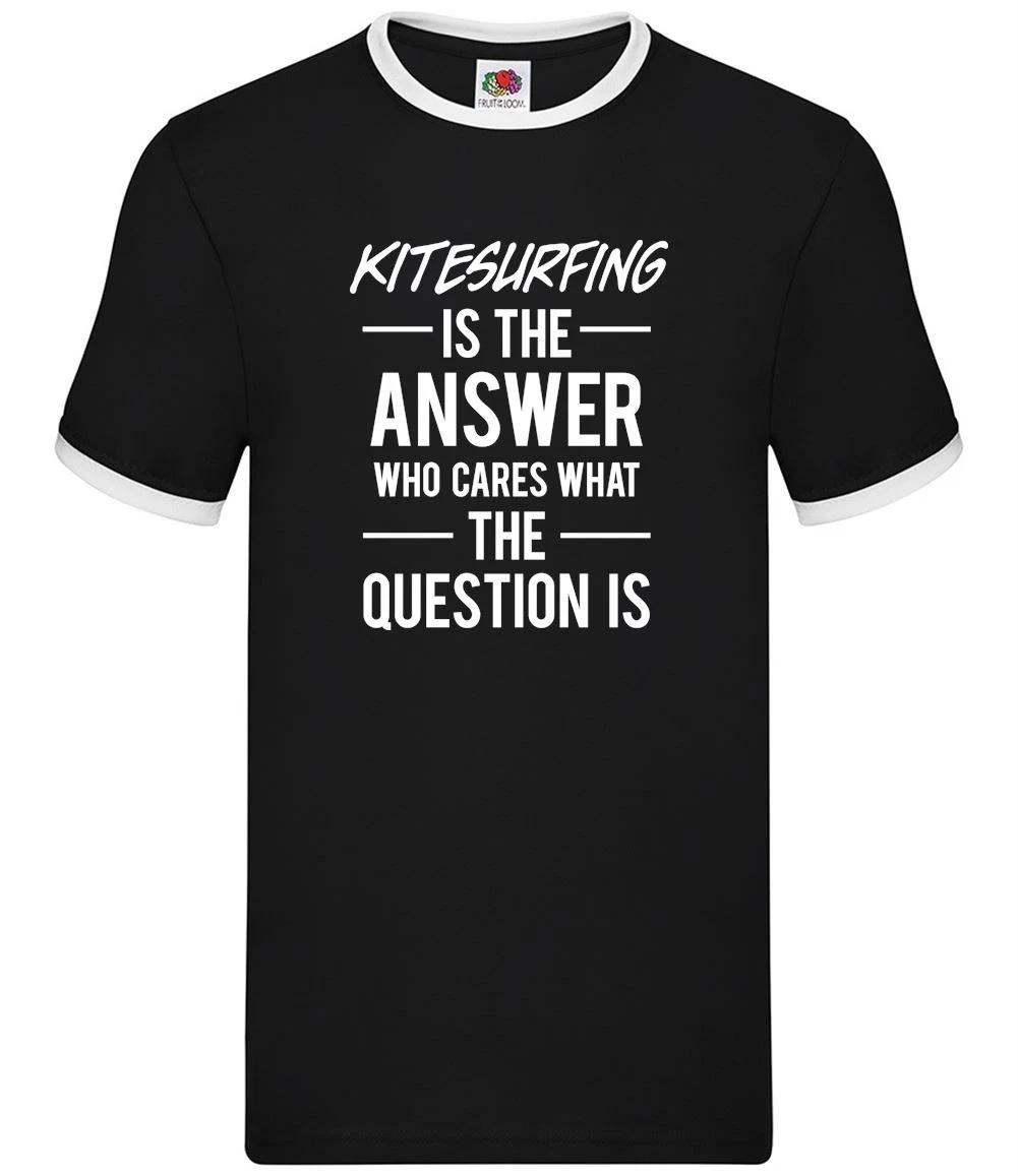 Kitesurfing Is The Answer - Mens Ringer - Kite Surfer Sport Kiteboarder S