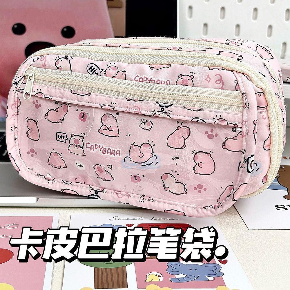Cute pain bag pencil case girl heart high value large capacity multi-layer stationery box pencil storage bag student