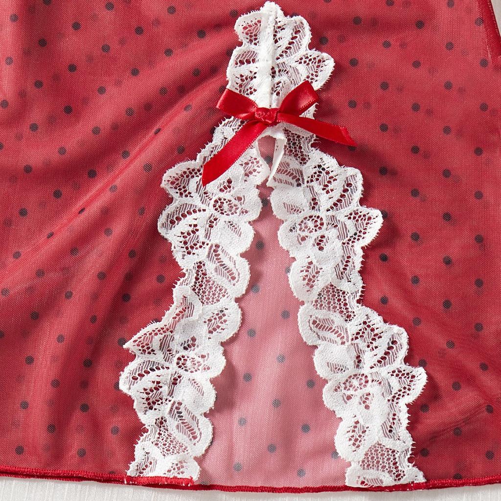European and American Internet celebrities popular lace mesh semi-perspective sexy suspender skirt nightdress two-piece set