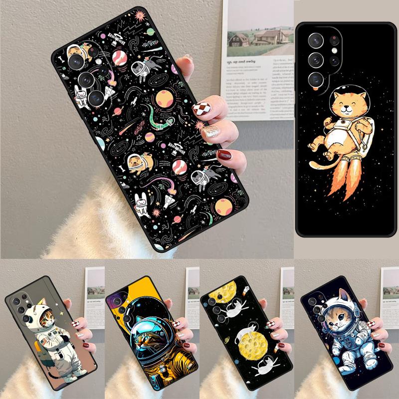 Funny Space Cat Silicone Phone Case For Samsung Galaxy Note 10 Pro S26 S25 S24 S23 S22 S21 Plus S25Ultra Capa Cover