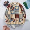 Unisex-Winterpullover mit Karomuster, Retro-Stil, Rundhalsausschnitt, lange Ärmel, mehrere Muster, Paar-Strickpullover für das Pendeln zur Schule