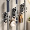 Little Bear No-Punch Mop Holder: Strong Wall-Mounted Bathroom Organizer with Load-Bearing Hooks