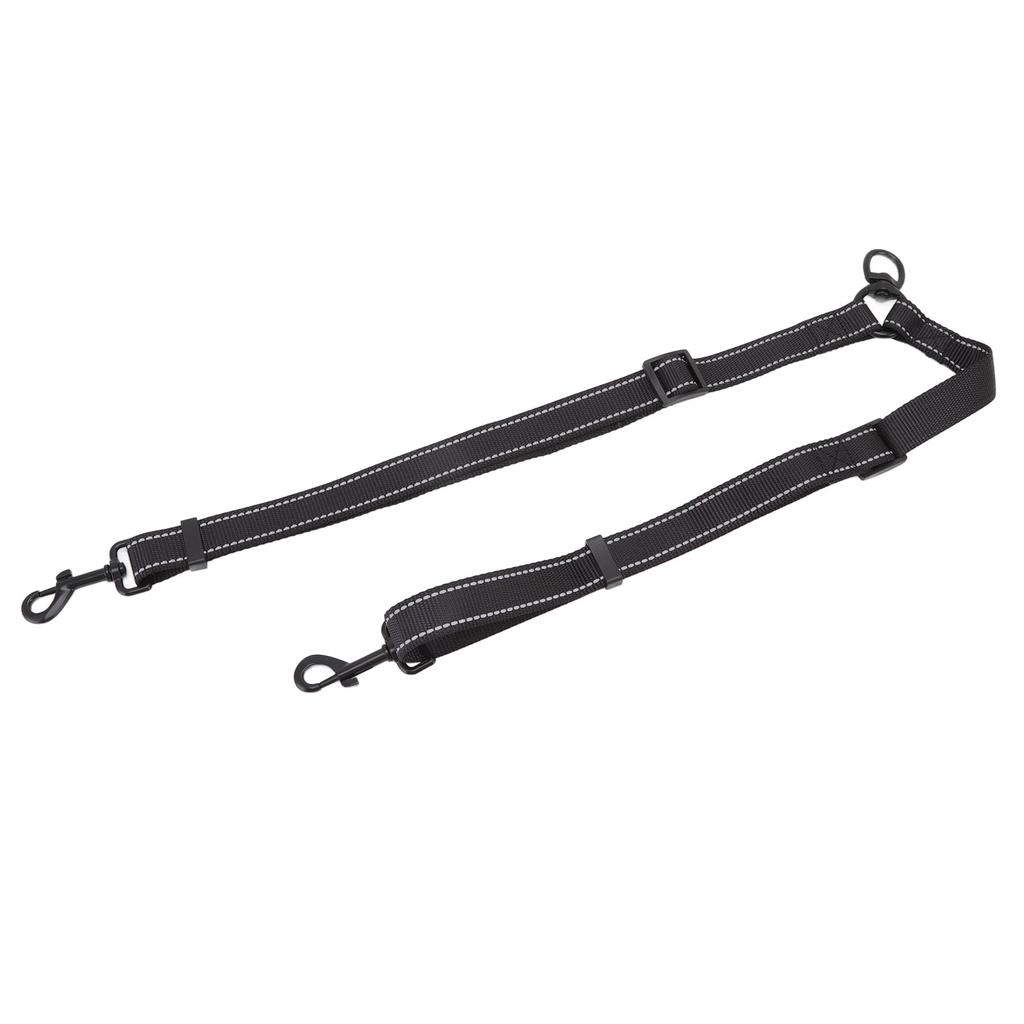 2 Dog Leash Black Nylon 360 Degree Swivel Reflective Dual Dog Walking Leash for Dog Outdoor Activity