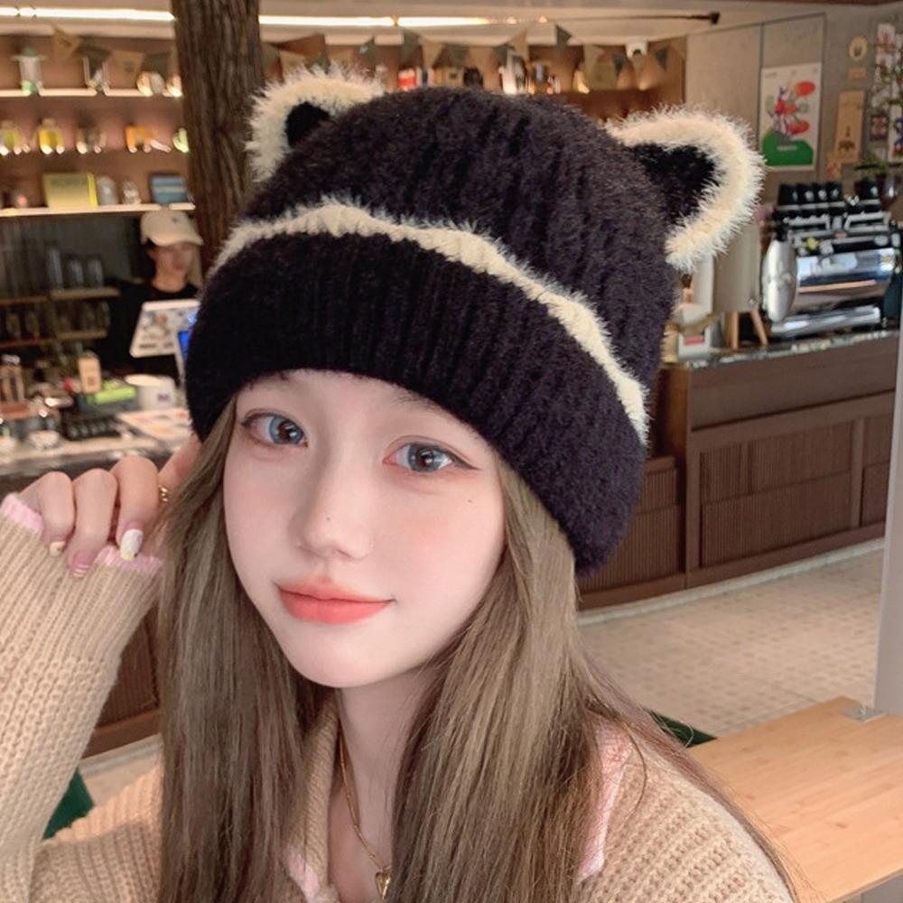 Cold Proof Warm Hat Cute Ears Pullover Hat New Knitted Hat Autumn Winter