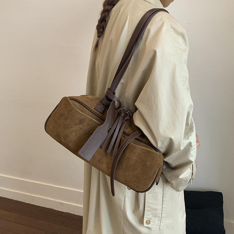 2026 Neue Damen Retro Wildleder Schultertasche Große Kapazität Pendler Unterarm Baguette Handtasche