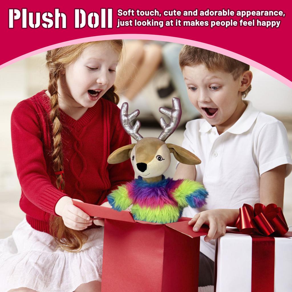 Christmas Elk Plush Toy Colorful Christmas Deer Doll Holiday Gift