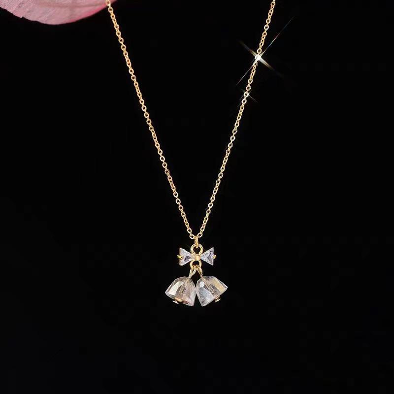 

Y2K Bow Bells Pendant Necklace For Women Sweet Clavicle Chain Choker Necklace Party Jewelry Gift
