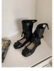 Lambskin heightening 5cm Maillard boots design sense round head bow cool boots ballet single shoes knight boots