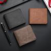 Herren Schlanke Brieftasche Kurze Faltbrieftasche mit Ausweisfenster Minimalistischer Kartenhalter Geldbörse Geschenk für Ehemann Vater