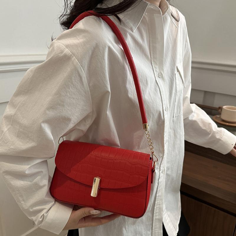 Pure Color Small Square Bag Women's Underarm Bag New Pattern Simple Commute Single Shoulder Handbag Trendy Bag