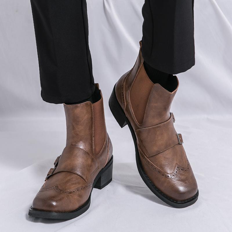 Classic Retro Style Men Leather Boots Anti-slip Wearable High-quality Soles Business Boots Men Outdoor Comfortable Driving Boots