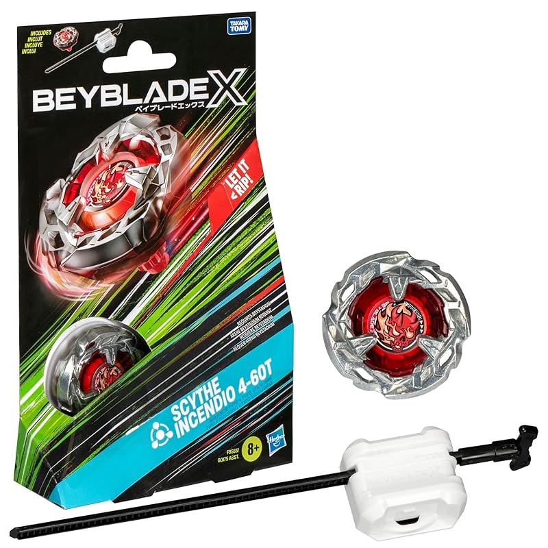 

Стартовый набор Beyblade X Sickle Incendio 4-60T Сбалансированный тип с вращающейся вправо волчком и пусковой установкой Игрушки Battle top для мальчиков и девочек 8 лет