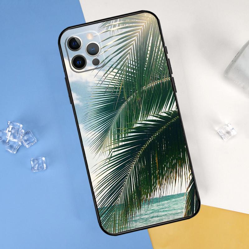 Summer Plant Palm Green Leaf Aloha Phone Case For iPhone 16 Pro 15 Pro 11 13 14 Pro Max 12 Mini XR 16 15 Plus 16e Cover Shell