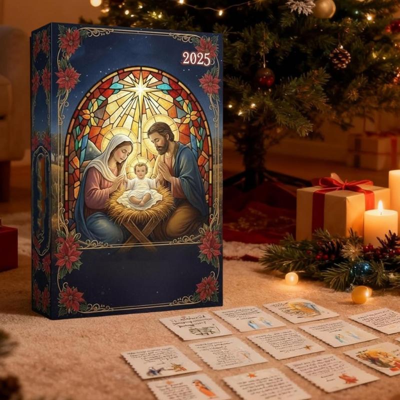 2025 Christmas Advent Calendar Includes 24 Bible Verse Oament Nativity Scene Advent Calendar for Holiday Decoration