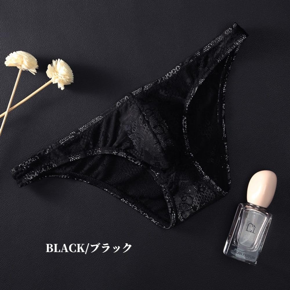 Full Lace Bikini Lace Lace Inner Sexy Shorts [Jester] Men's Shorts, Underwear, (M, Black)