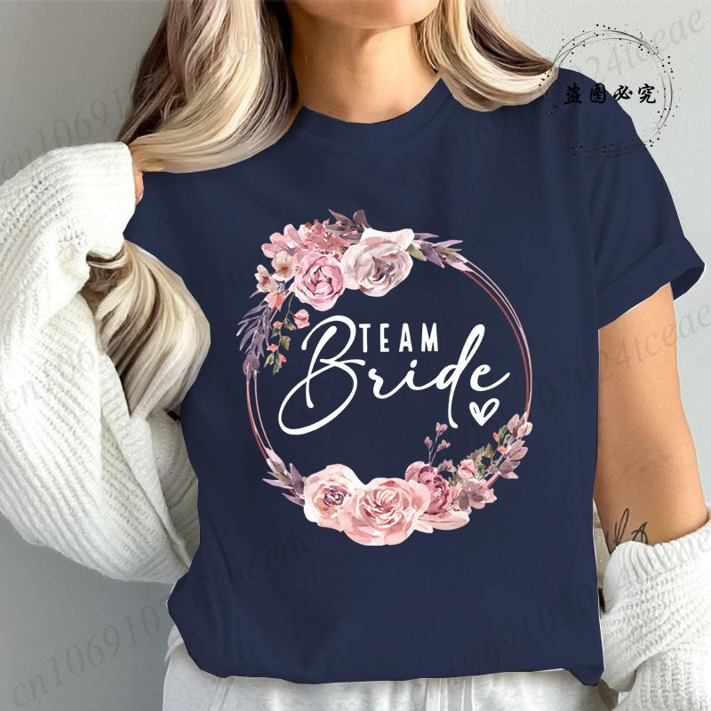 Bachelorette Party Print Bridal TShirt Short Sleeve Tshirt Casual Bridesmaid Tops Womens Clothing Fashion Casual TShirt T02