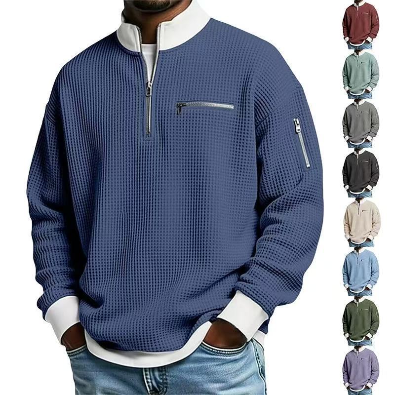 Mens Colorblock Zip Up Hoodie With Polyester Knit Fabric For Casual Sportswear
