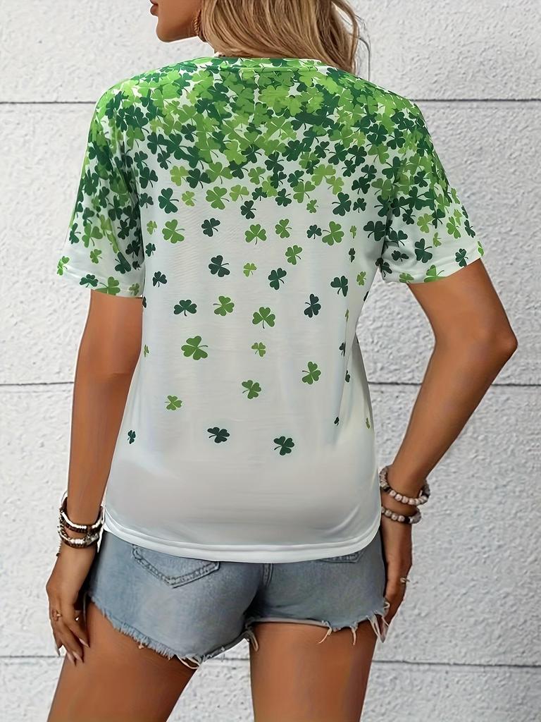 25 European Cross-Border St. Patrick's Day Shamrock 3D Print Women's T-Shirt