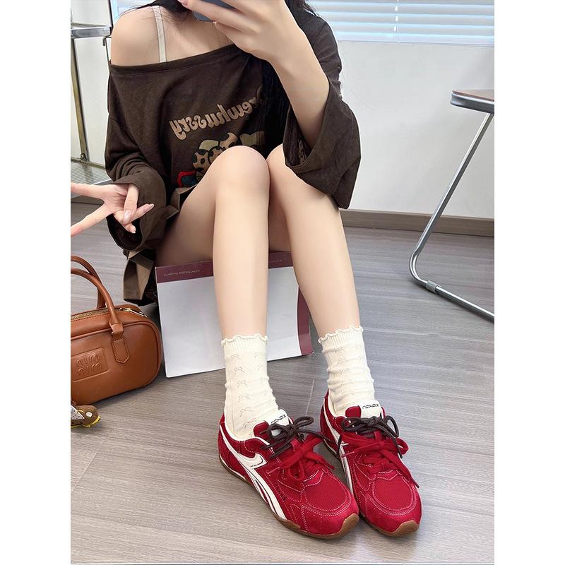 Korean mesh lace-up German training shoes for women's 2025 autumn new fashion versatile and comfortable sports and leisure retro board shoes